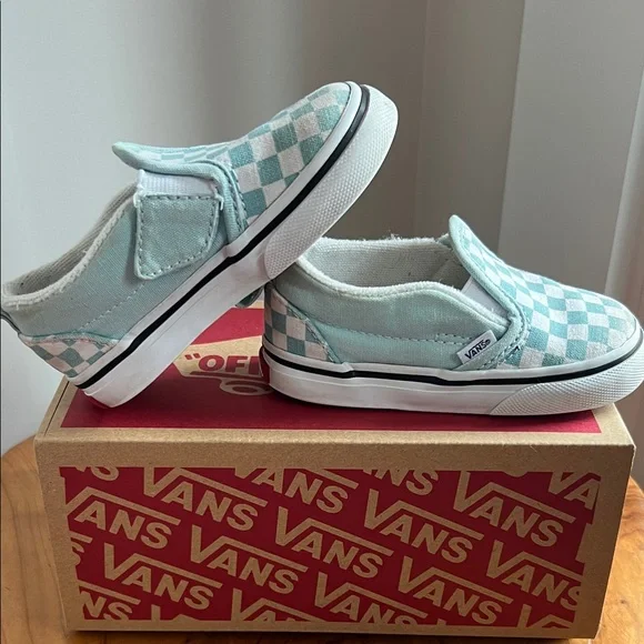Vans Kids Classic SlipOn Blue Checker board - Picture 8 of 14